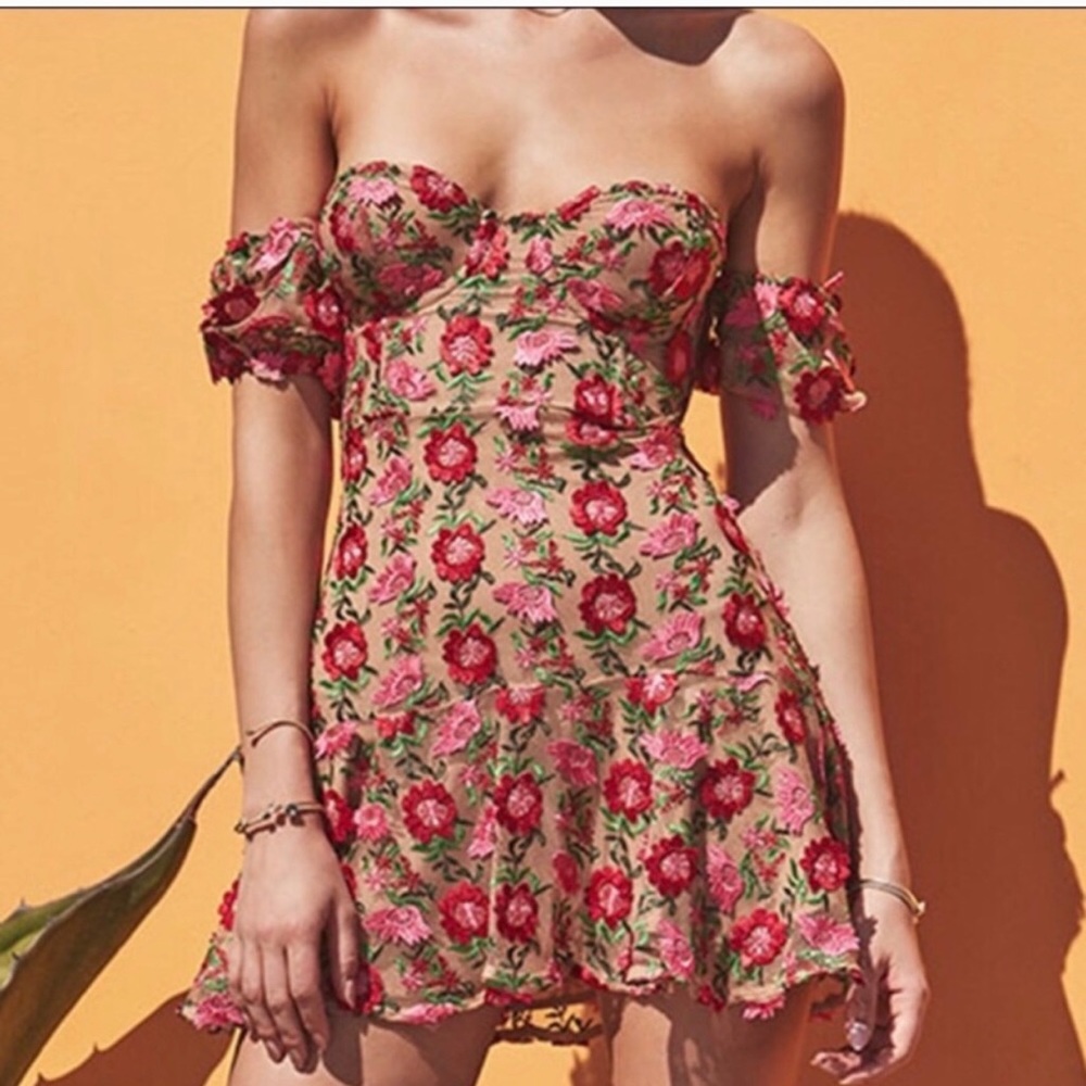 FOR LOVE AND LEMONS AMELIA DRESS ROSEBUD NWT XS